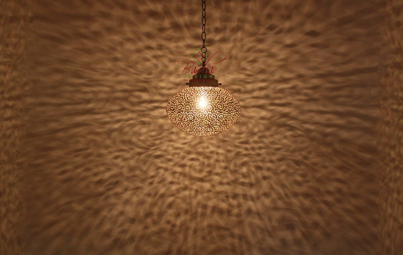 Brass and Silver Hanging Pendant Light