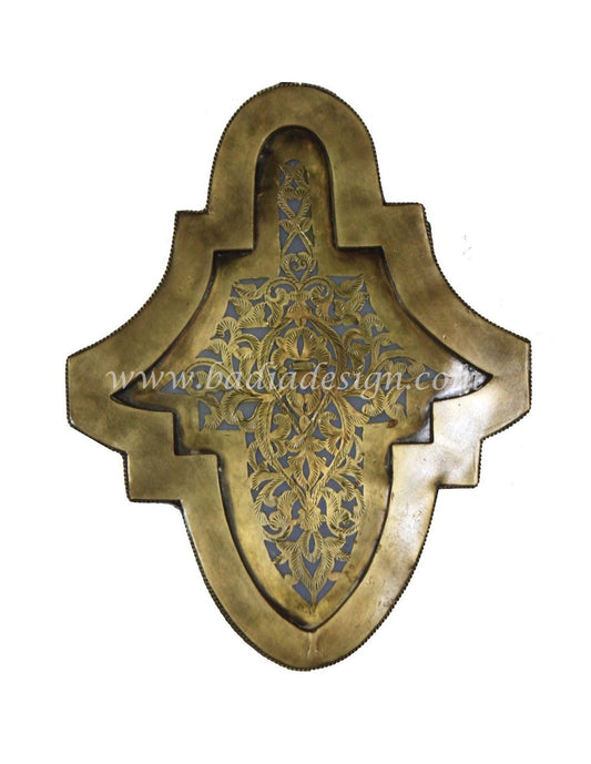 Small Hand Punched Brass and Silver Wall Sconce