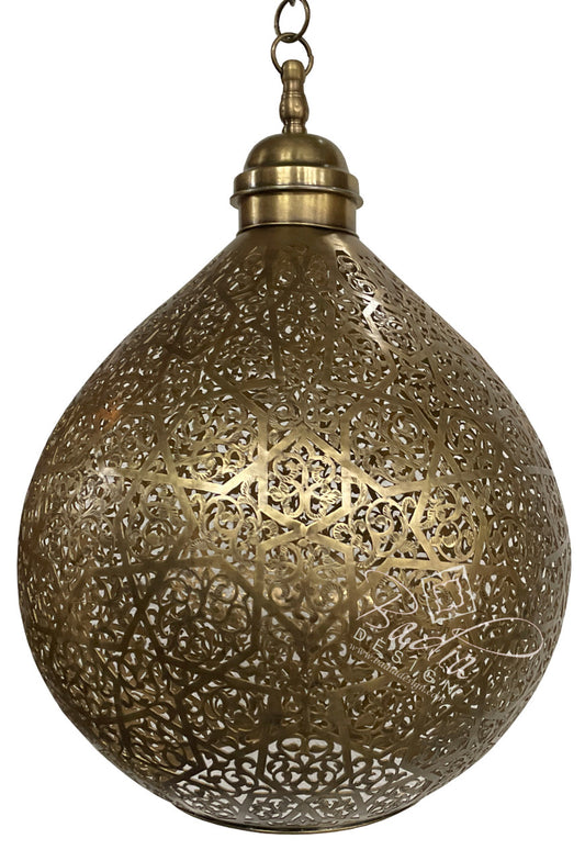 Moroccan Brass Lamp with Open Bottom