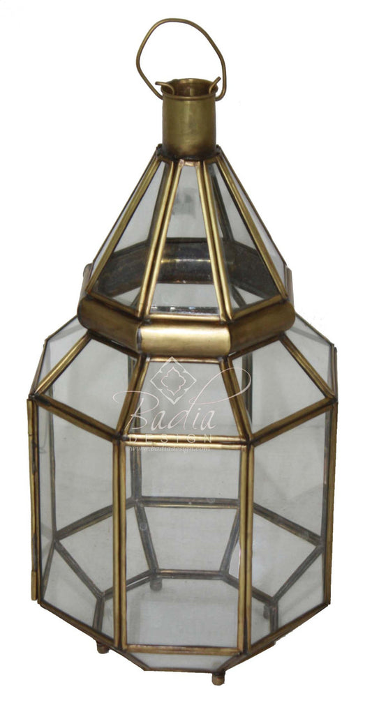 Brass Floor Lantern with Clear Glass