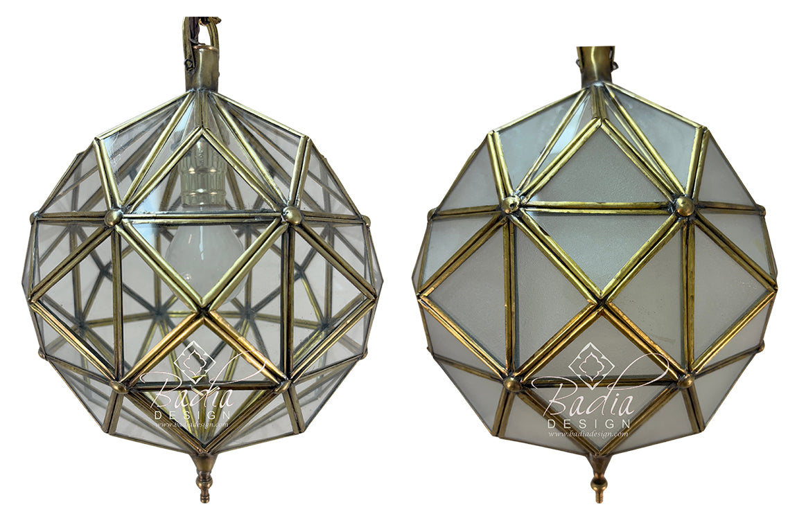 Brass Frame Clear and White Glass Hanging Lanterns