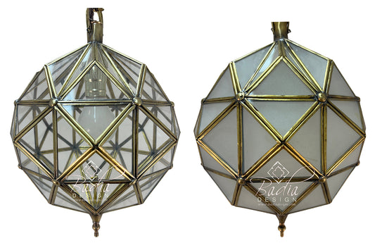 Brass Frame Clear and White Glass Hanging Lanterns