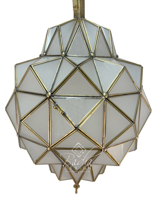 Brass Frame White Glass Hanging Lantern