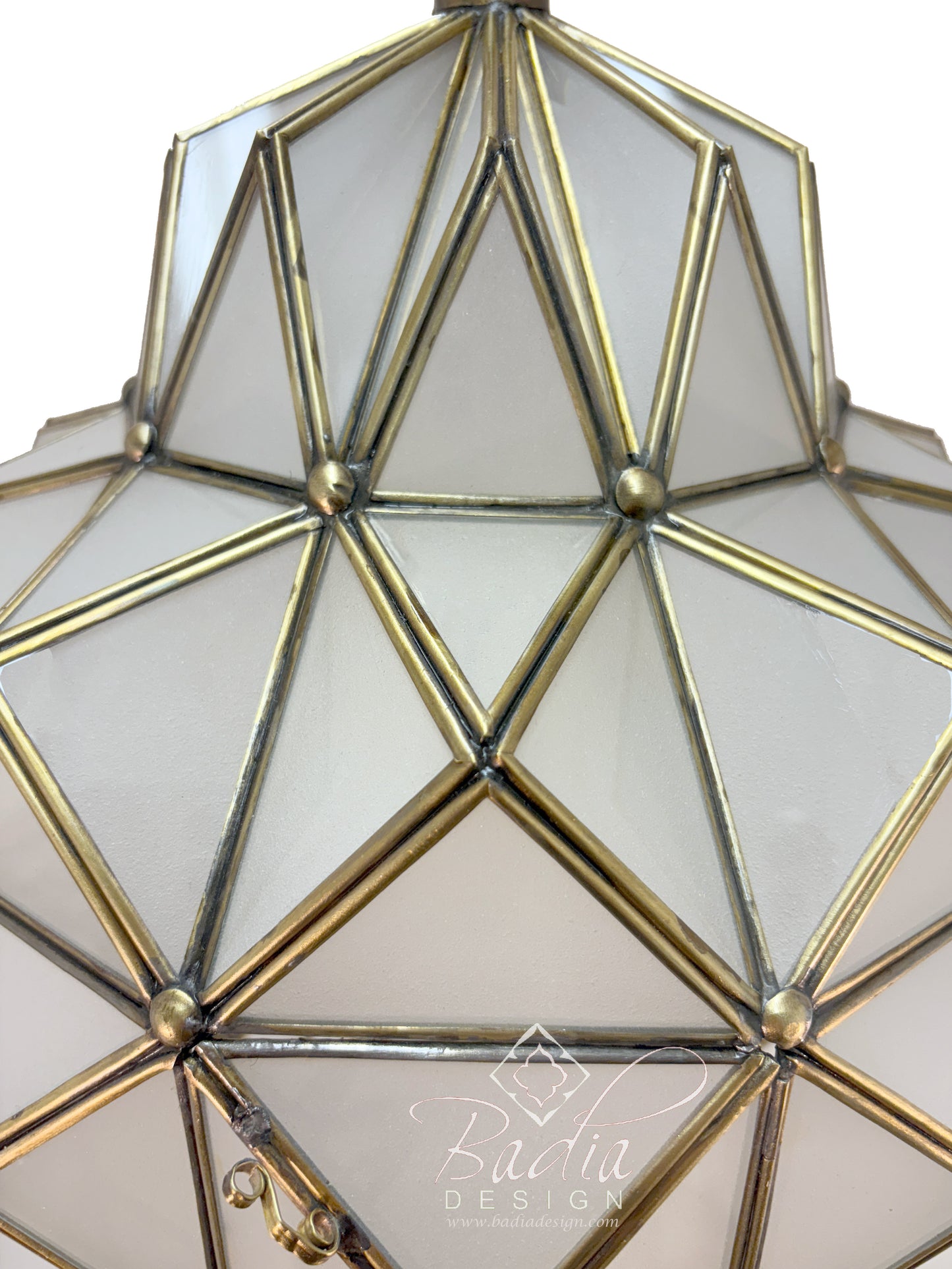 Brass Frame White Glass Hanging Lantern
