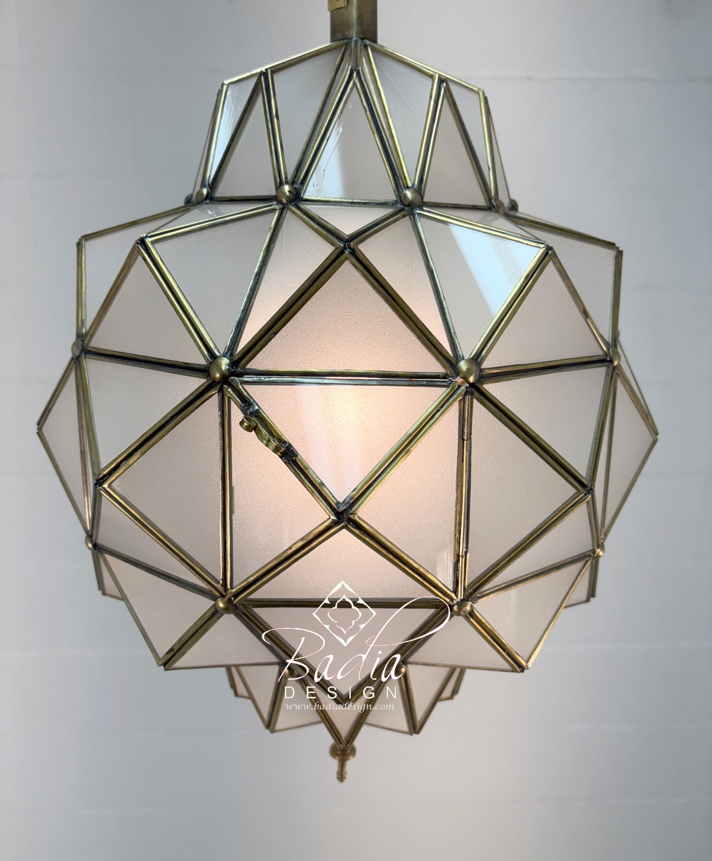 Brass Frame White Glass Hanging Lantern