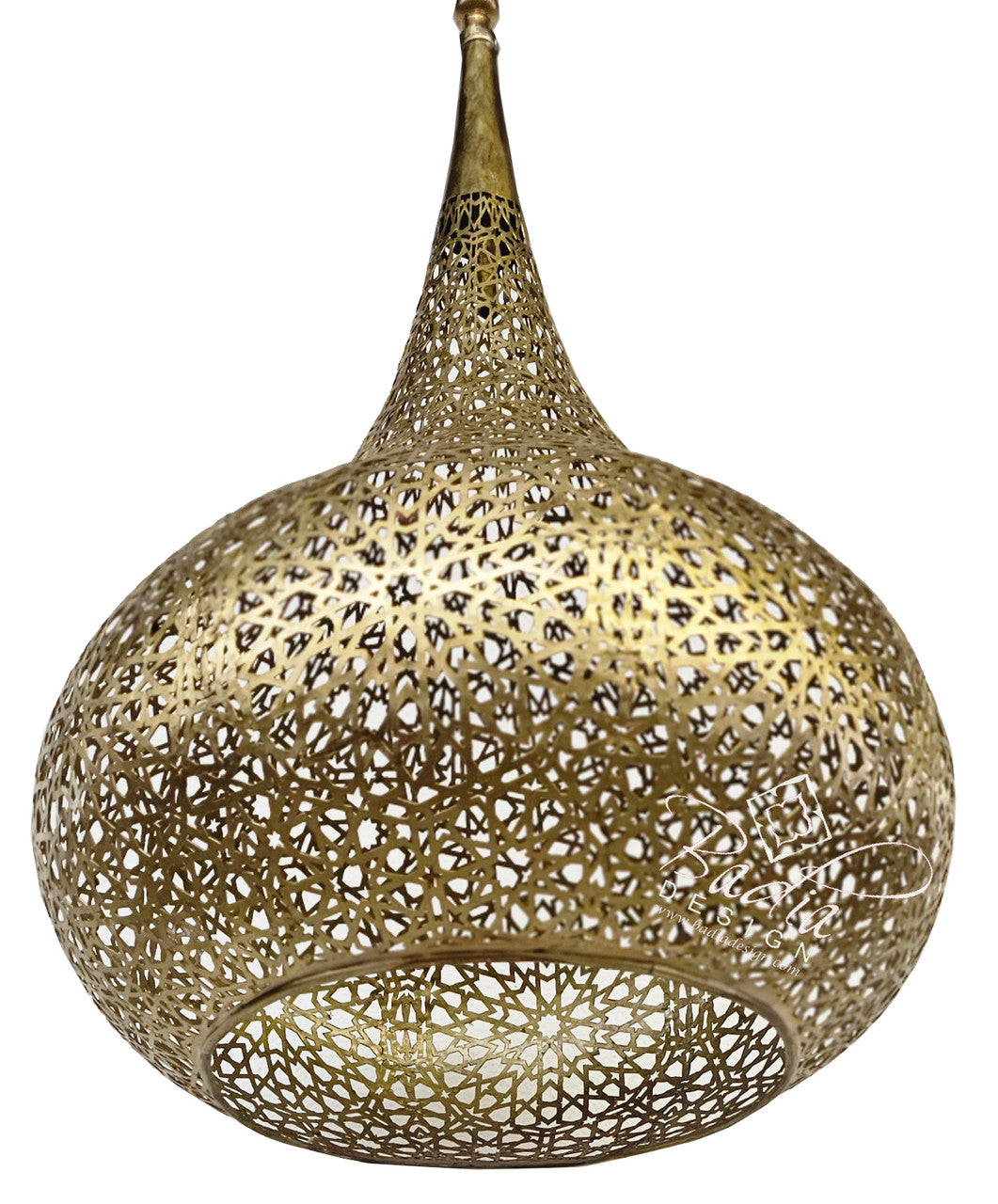 Hand Punched Teardrop Shaped Brass Lantern