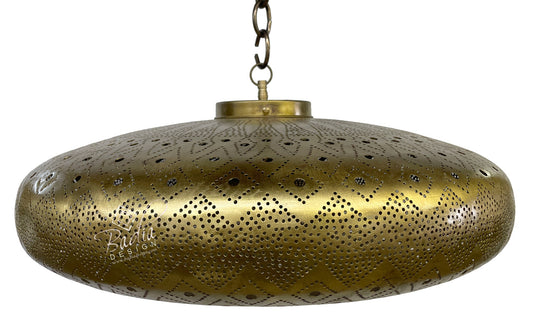 UFO Shaped Hand Punched Brass Light Fixture