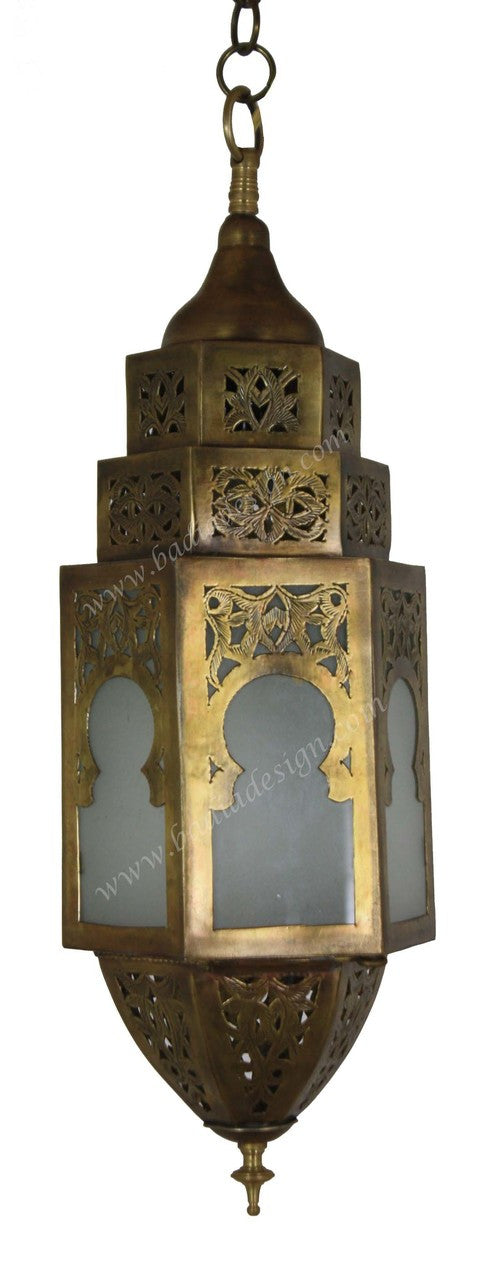 Brass Pendant Light with White Glass