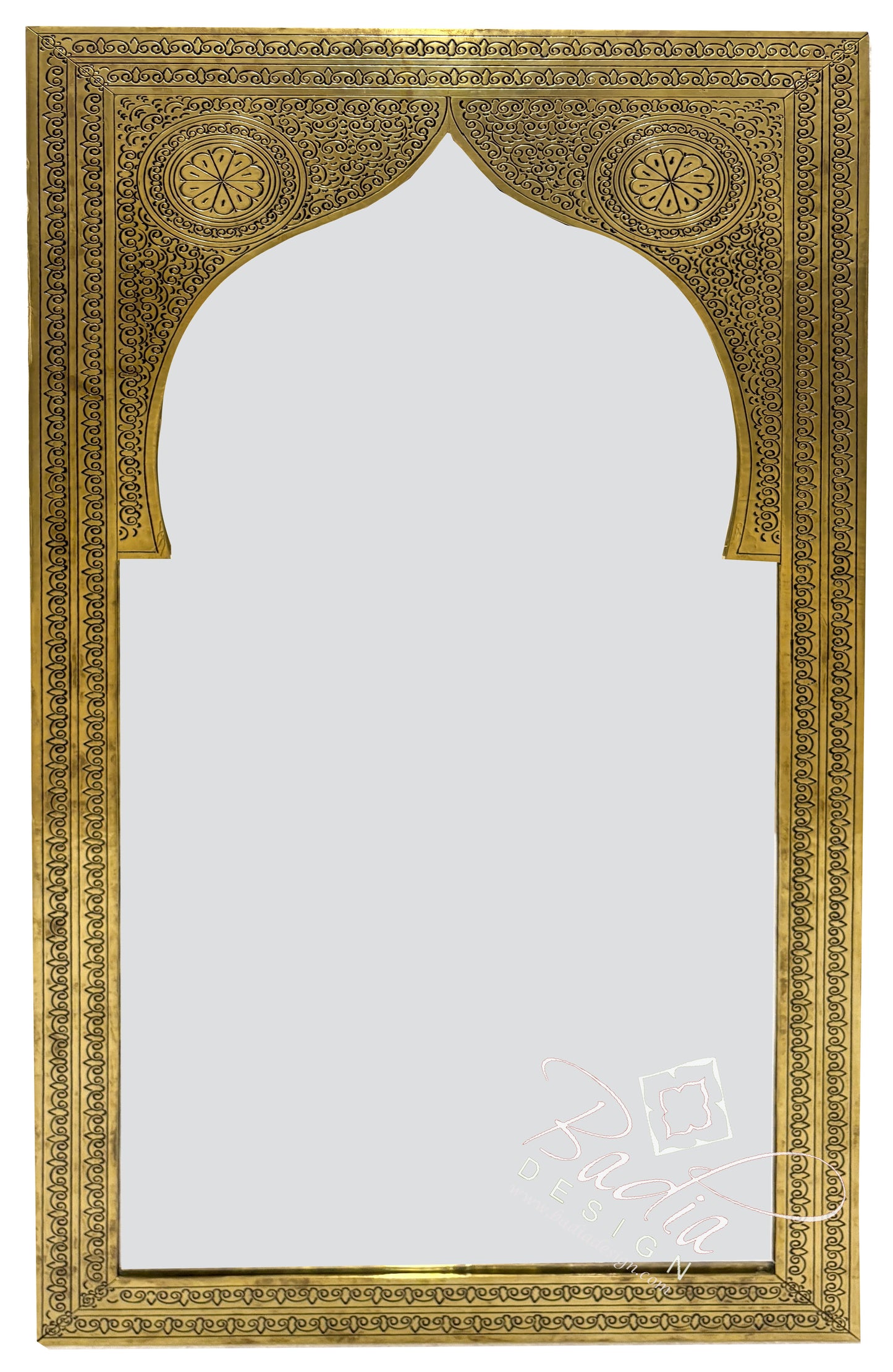 Rectangular Shaped Brass Engraved Mirror