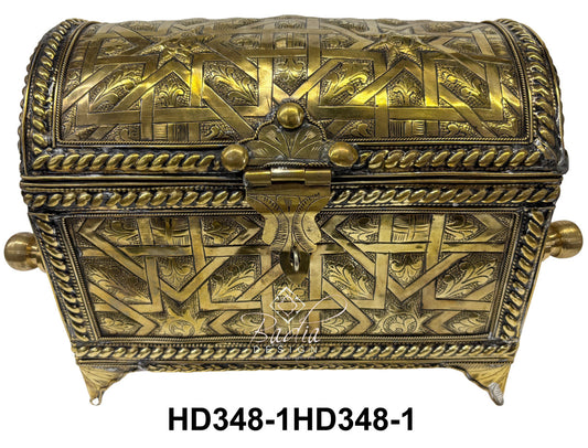 Artisanal Moroccan Brass Treasure Chest