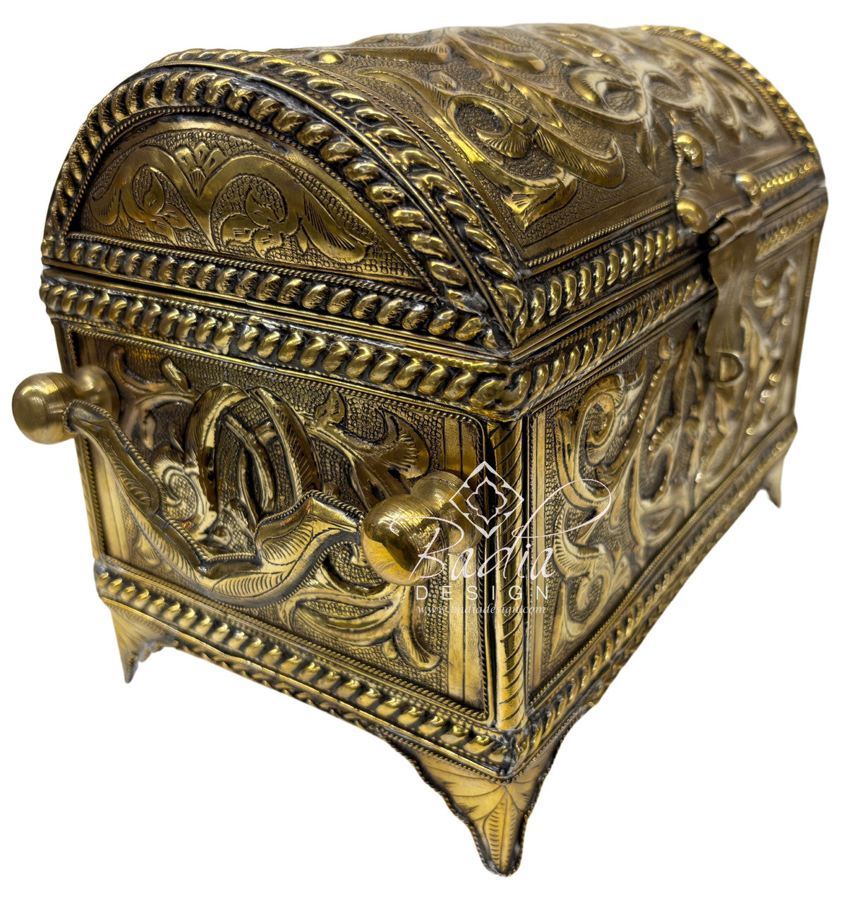 Artisanal Moroccan Brass Treasure Chest