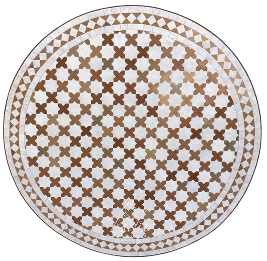 Brown and White Tile Table Top