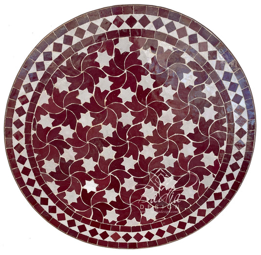 Burgundy Intricately Designed Tile Table Top