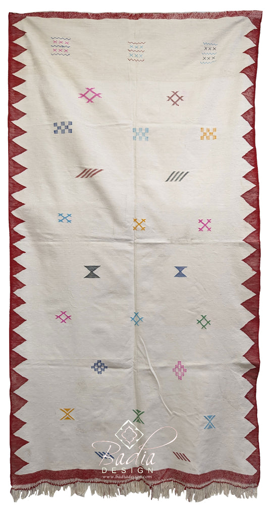 Beige Cactus Silk Rug with Tribal Designs