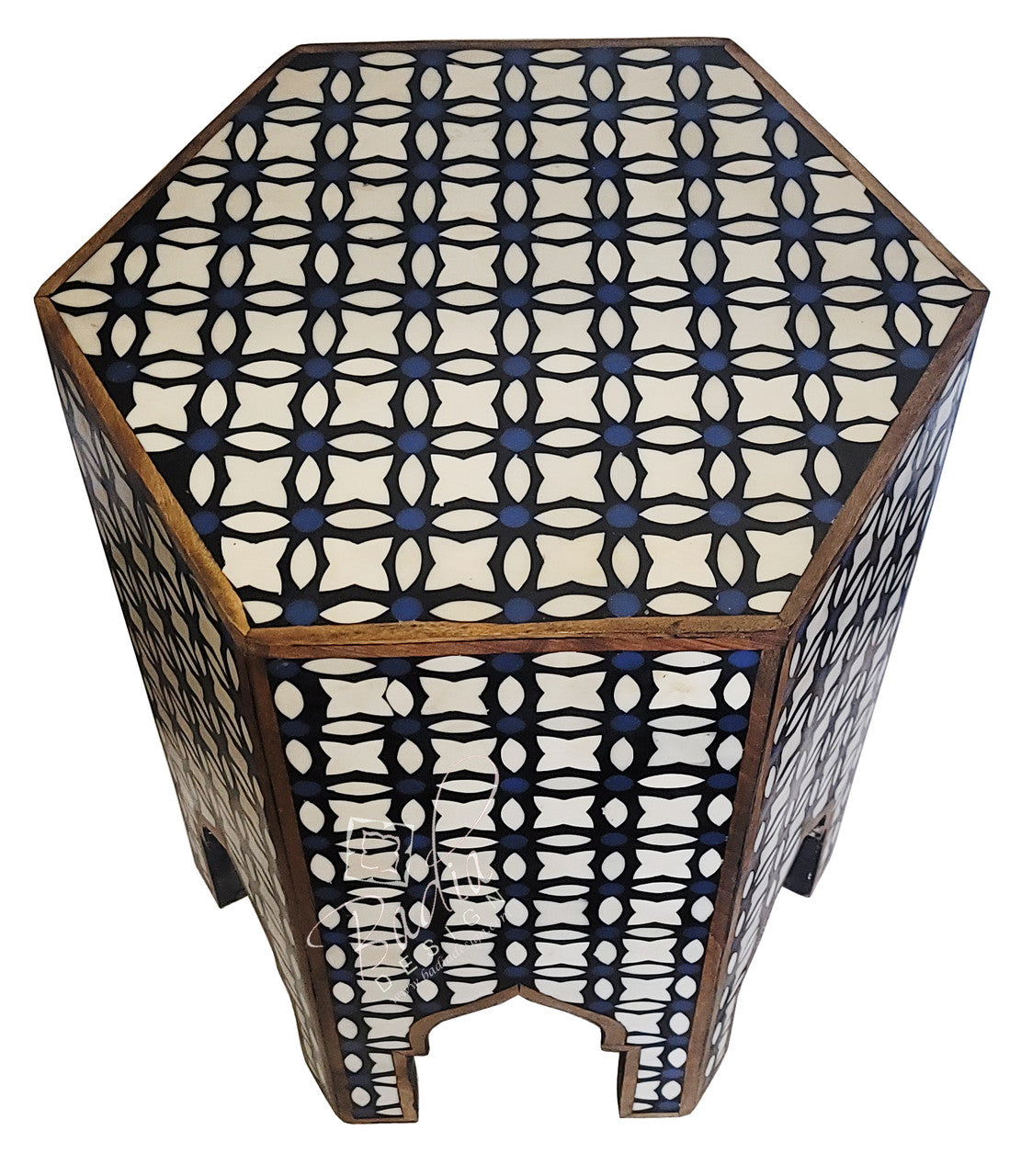 Moroccan Bone and Resin Inlay Table