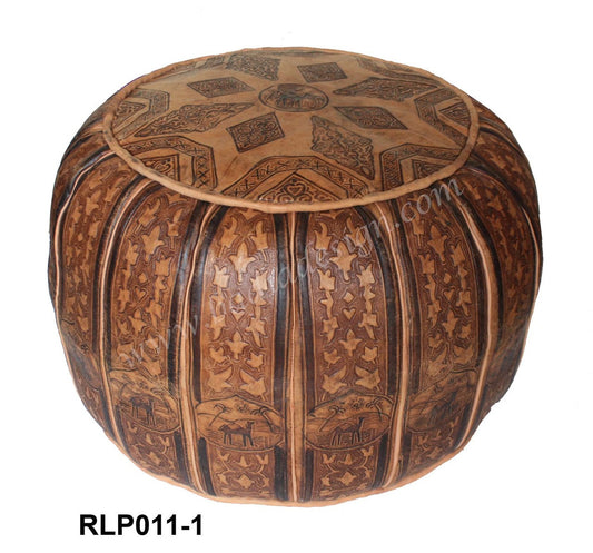 Carved Premium Leather Pouf