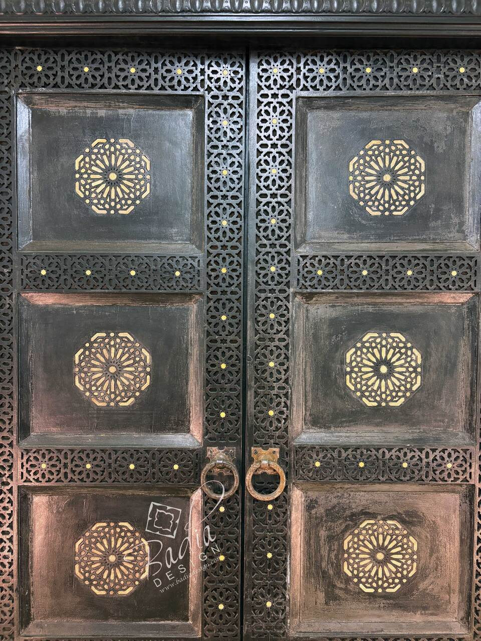 Hand Carved and Wood Bone Inlay Door