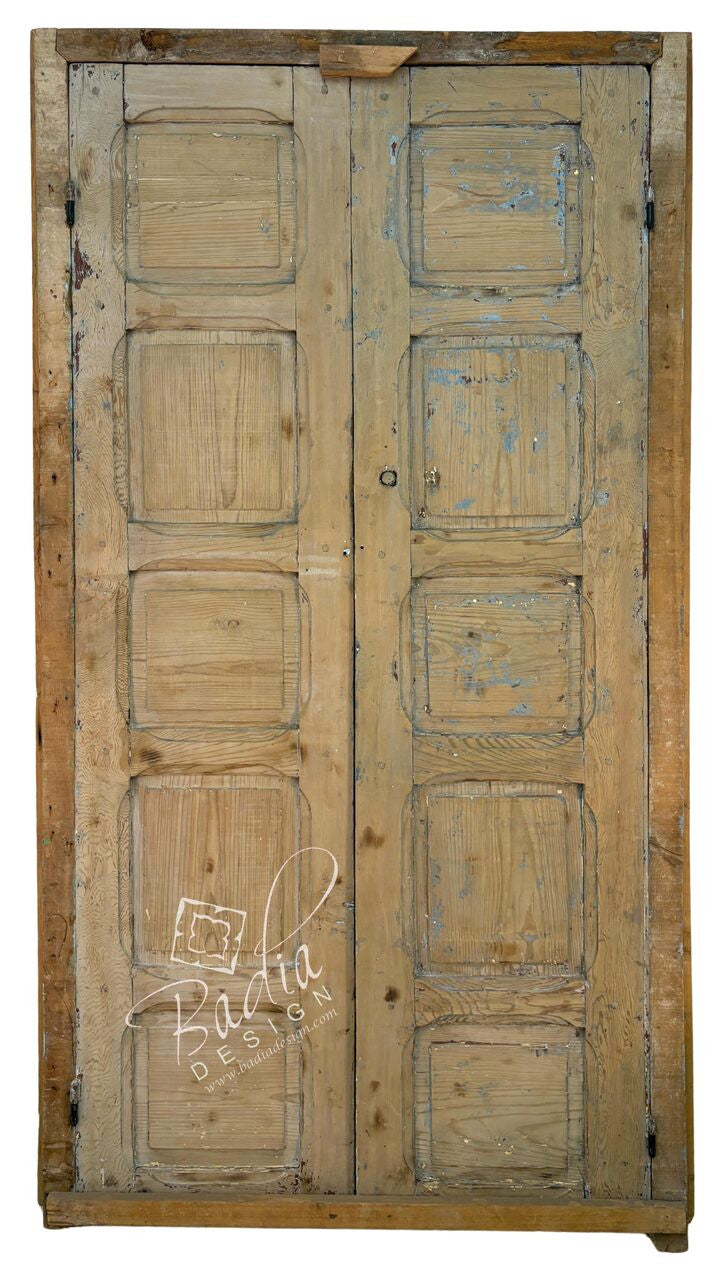 Vintage Unstained Hand Carved Wooden Door
