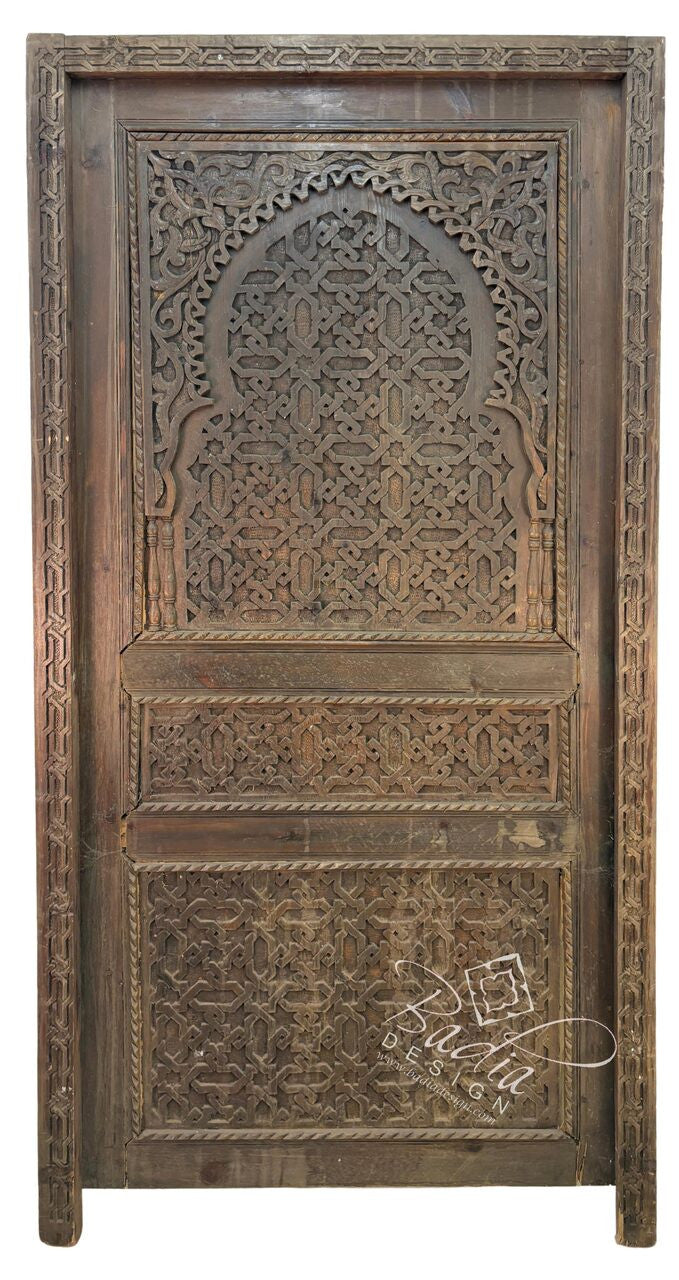 Moroccan Hand Carved Cedar Door