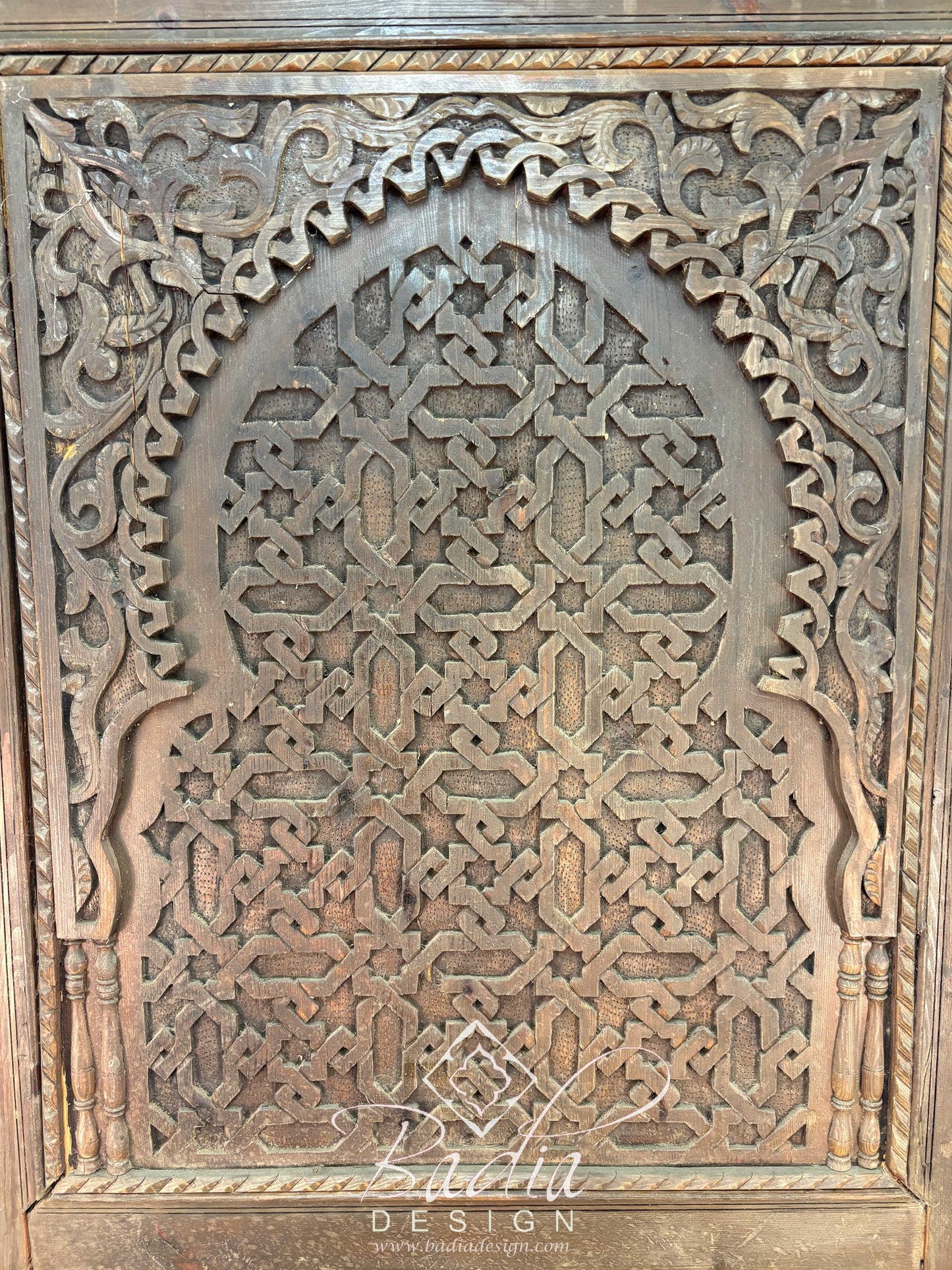 Stained Hand Carved Wooden Door