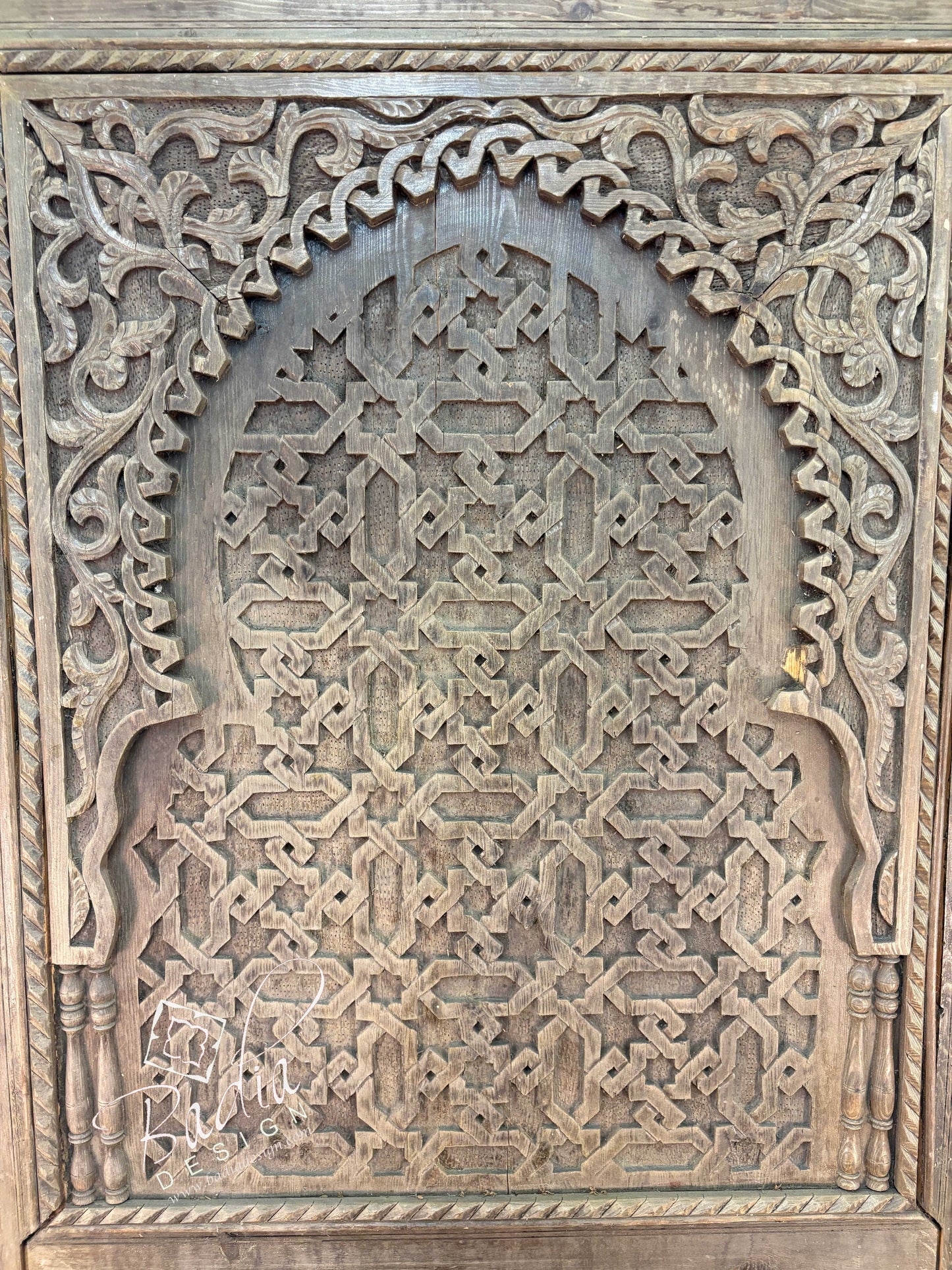 Stained Hand Carved Wooden Door