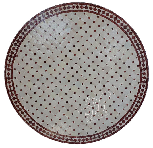 Brick Red and Beige Mosaic Tile Table Top