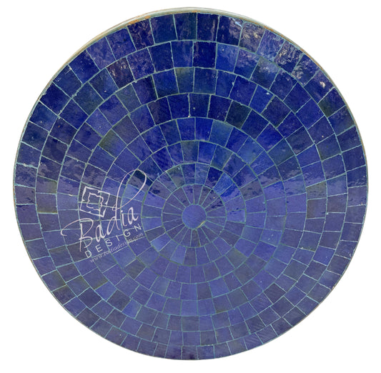 24 Inch Round Cobalt Blue Tile Table Top