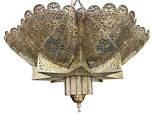 Intricately Designed Brass Chandelier