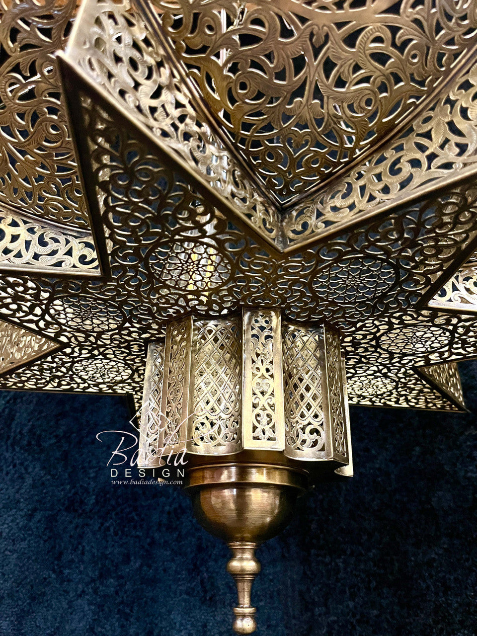 Intricately Designed Brass Chandelier