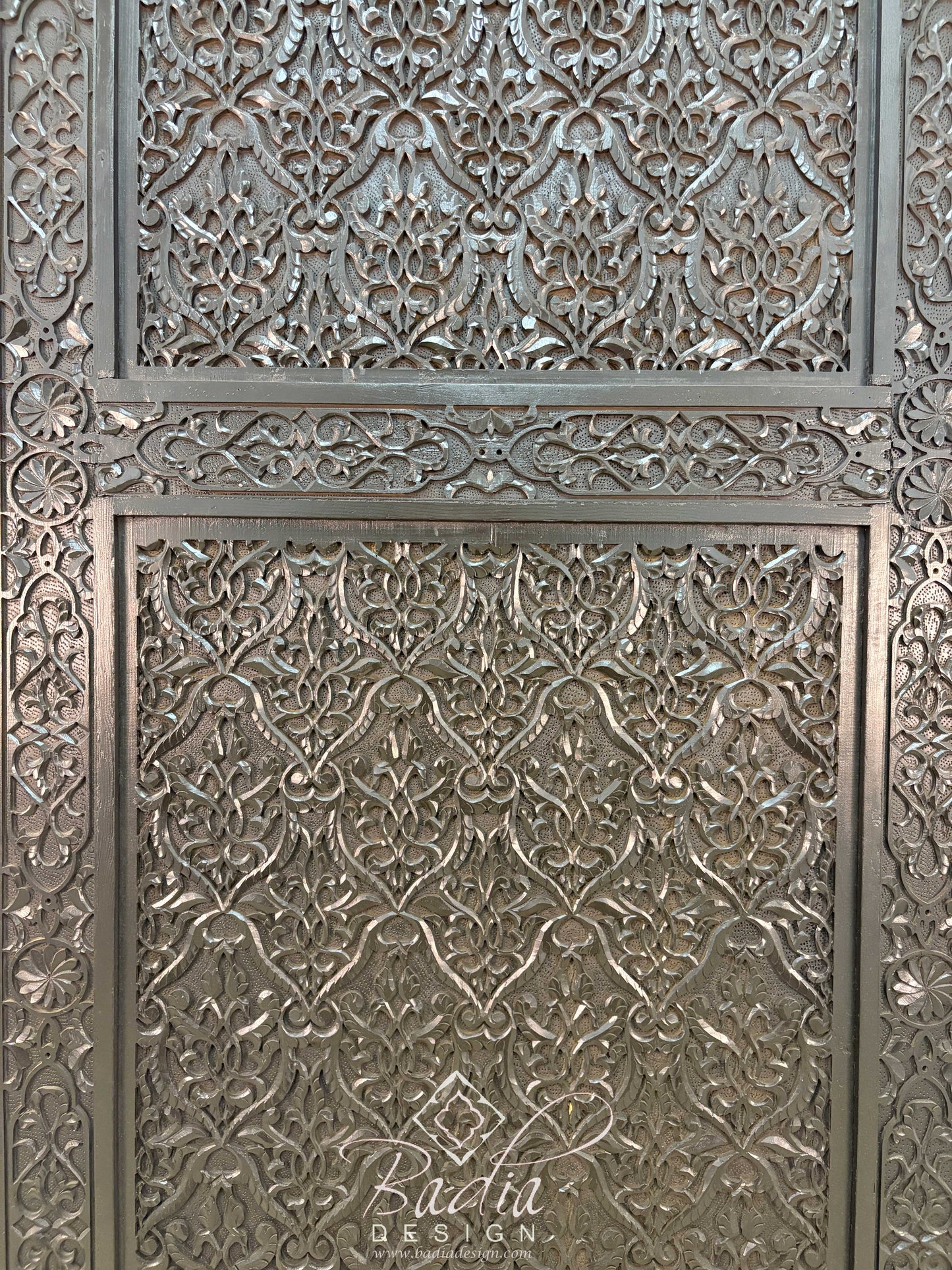 Dark Stained Hand Carved Wooden Door
