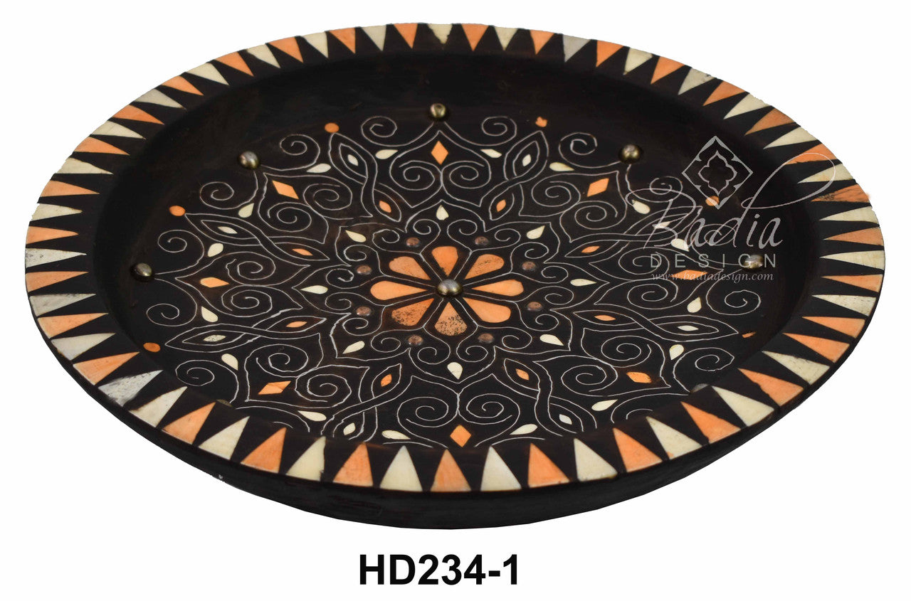 Decorative Wooden Metal and Bone Bowl