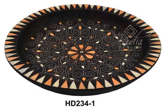 Decorative Wooden Metal and Bone Bowl