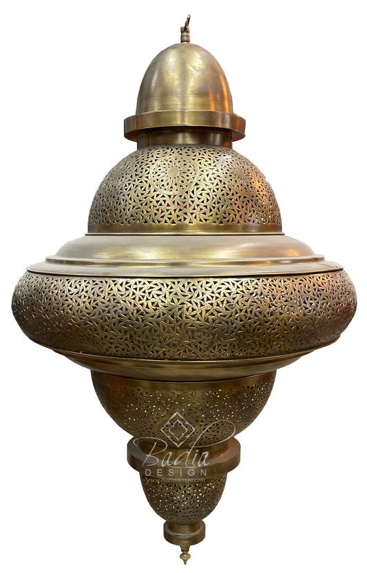 Wide Intricately Designed Brass Chandelier