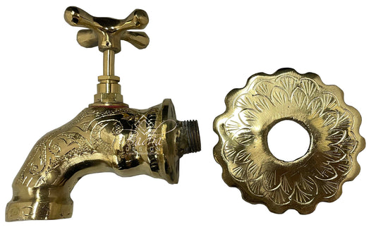 Engraved Brass Water Faucet with Brass Plate - BSP003