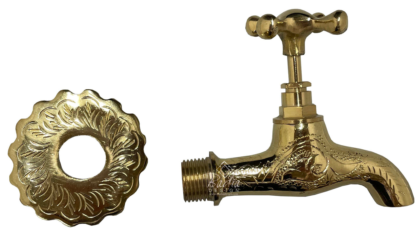 Engraved Brass Water Faucet with Brass Plate - BSP004