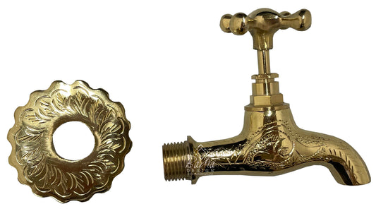 Engraved Brass Water Faucet with Brass Plate - BSP004