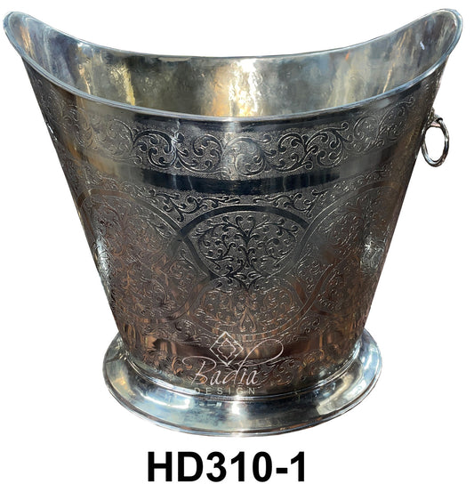 Hand Engraved Moroccan Silver Bucket
