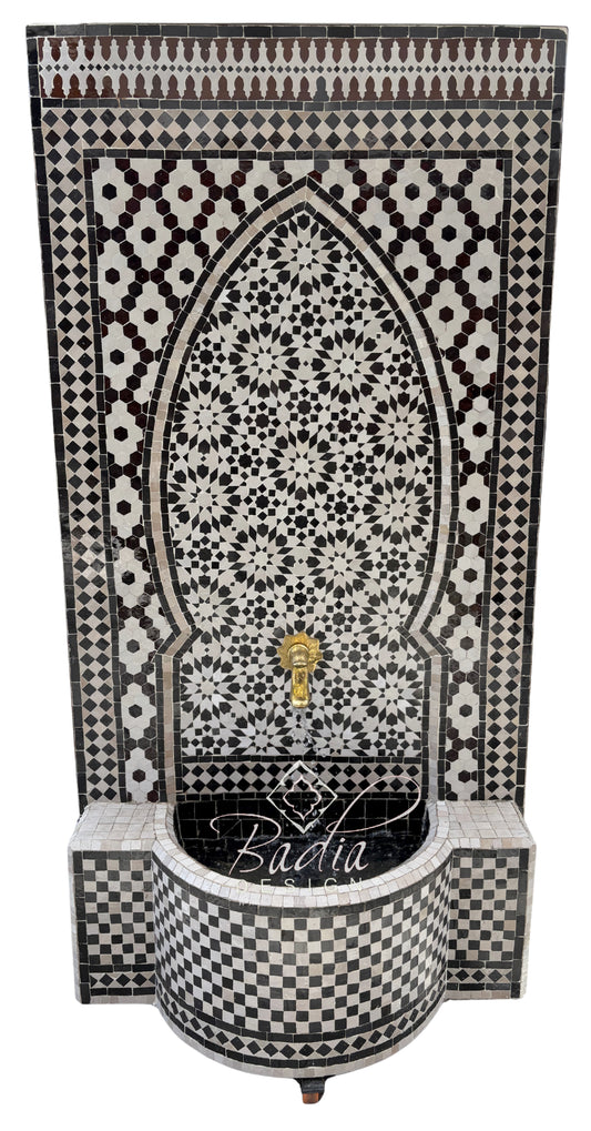Black and White Mosaic Tile Water Fountain