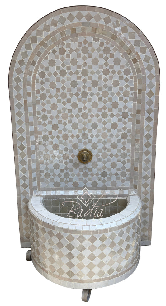 Beige and White Arch Top Tile Water Fountain