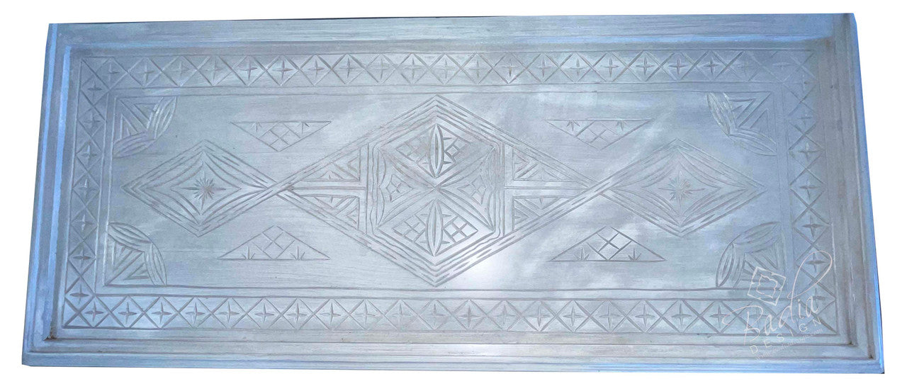 Grey Hand Painted Carved Wood Cabinet