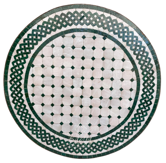 Green and White Mosaic Tile Table Top