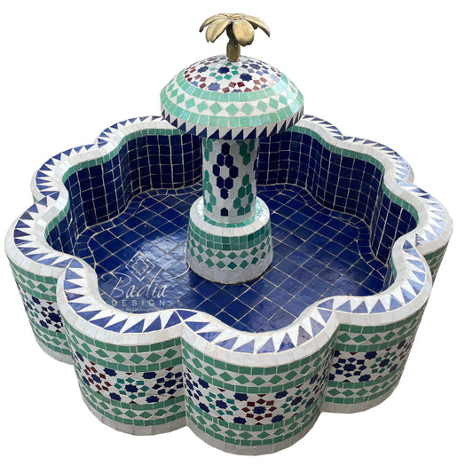 Green Multi-Color Mosaic Floor Water Fountain
