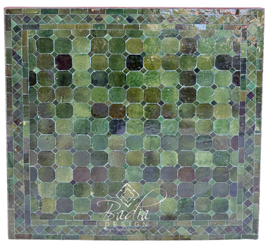 30 Inch Square Multi-Shade Green Tile Table Top