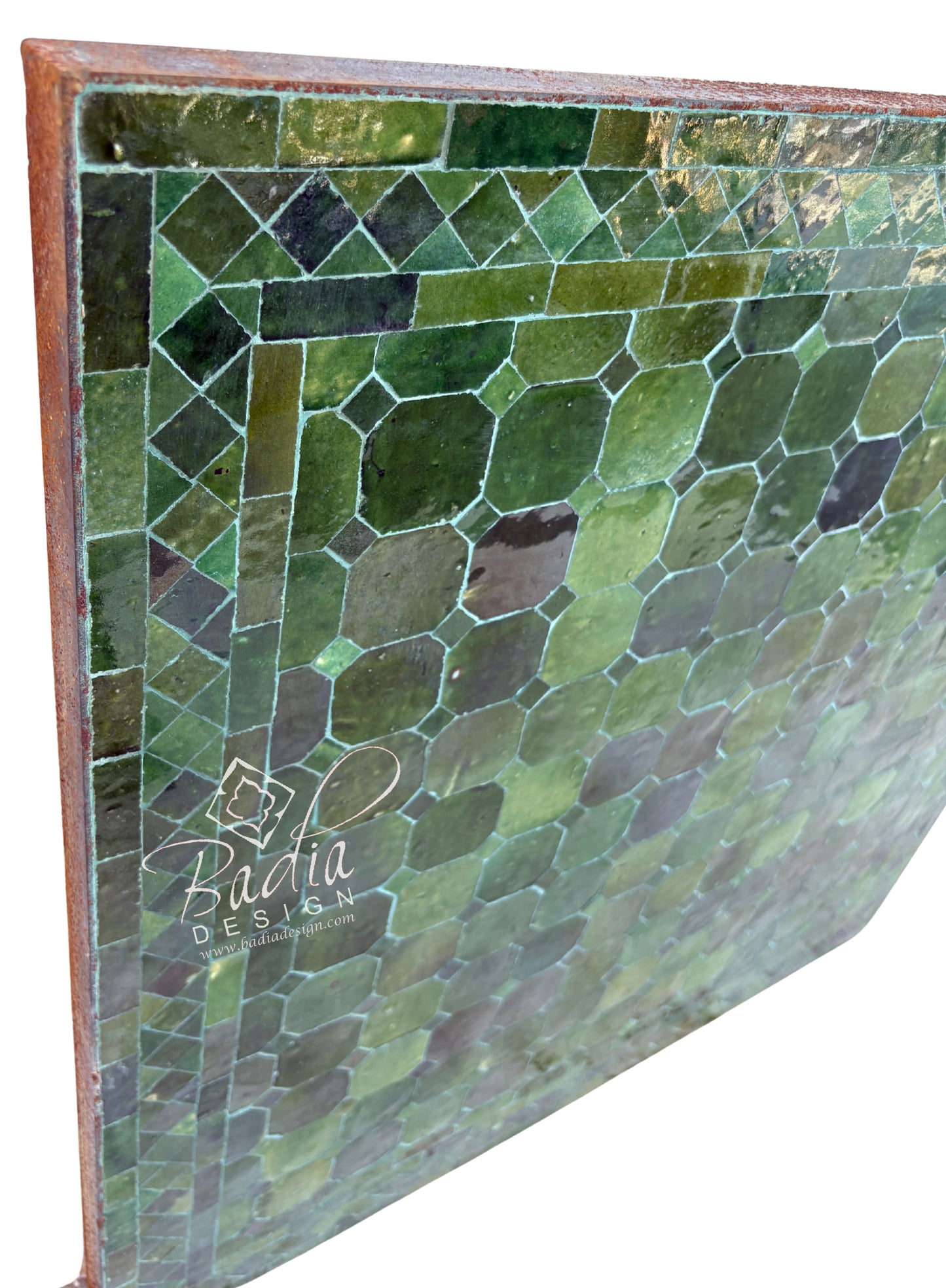 30 Inch Square Multi-Shade Green Tile Table Top