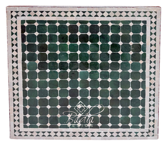 30 Inch Square Green and Off-White Tile Table Top