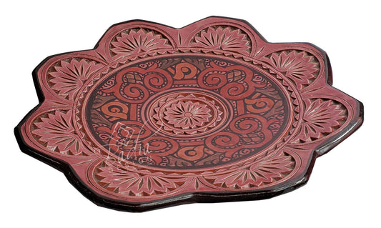 Hand Carved and Painted Ceramic Plates - CER-P043