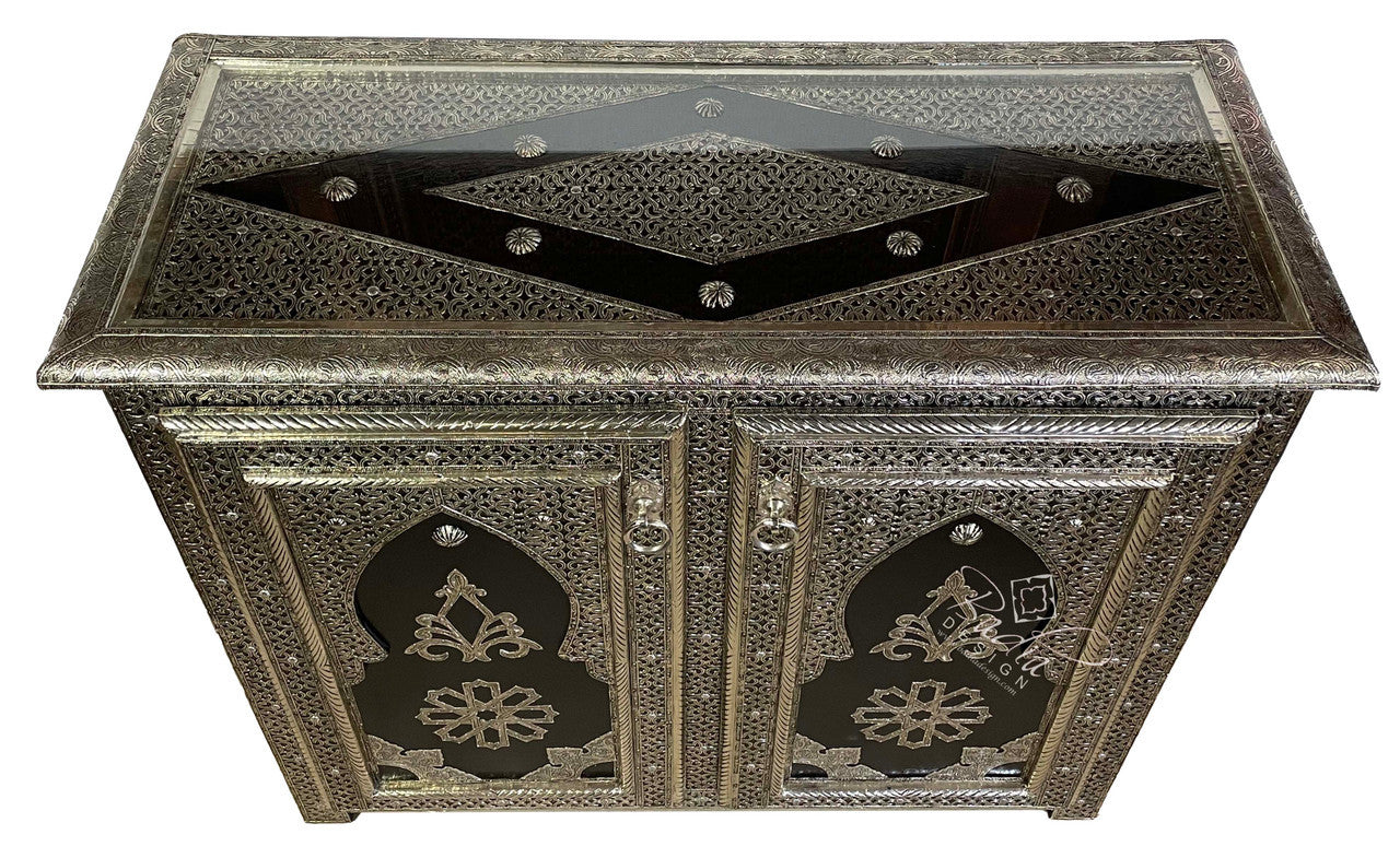 Handmade Embossed Silver Nickel Cabinet