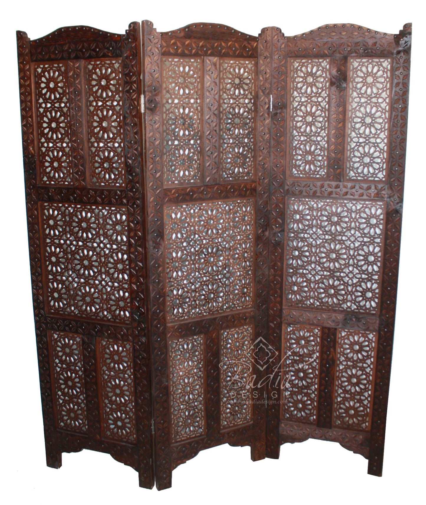 Moroccan Hand Carved Wooden Screen Divider