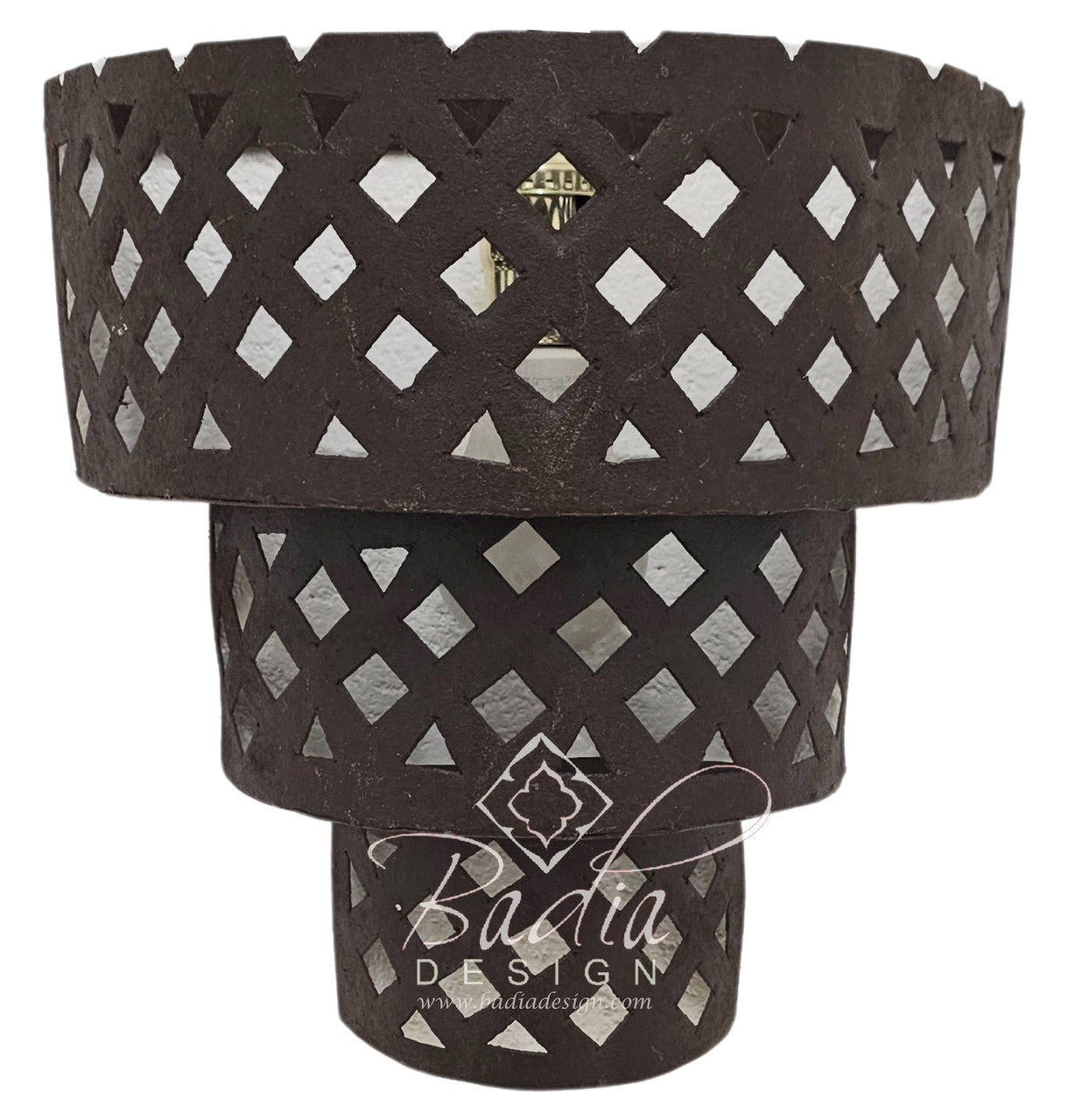 Rustic Iron Wall Sconce with Geometric Pattern