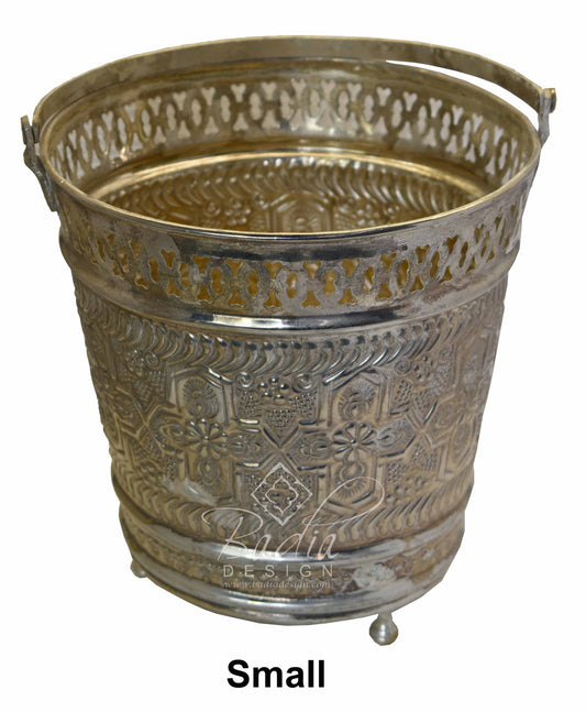 Handmade Embossed Silver Bucket